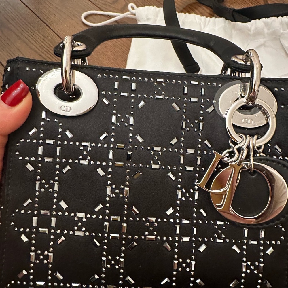 Black Lady Dior handbag with Silver Accents